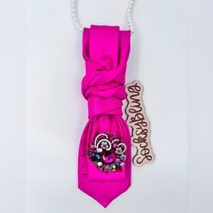 SOLD on Etsy! Pink Paisley Necktie with Pearl Accents| Necklace|  Brooch